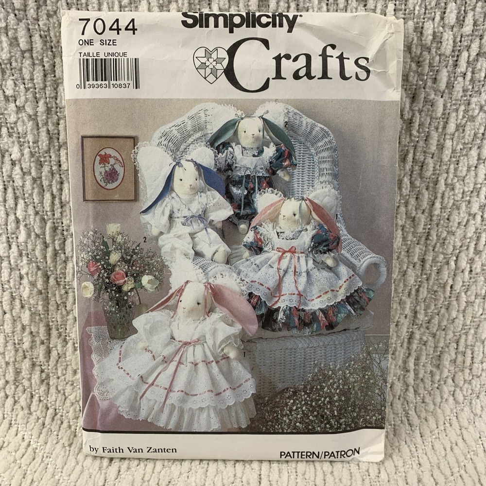 Simplicity Crafts Sewing Pattern 7044 Rabbits Bunnies Clothes Angels 18"  UNCUT‎
